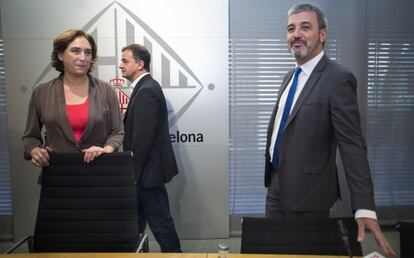 Ada Colau en la rueda de prensa de este miércoles en el ayuntamiento.