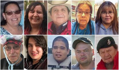 Las 10 víctimas de los apuñalamientos, de izquierda a derecha, en la fila de arriba: Bonnie Burns, Carol Burns, Christian Head, Lydia Gloria Burns, y Lana Head. En la de abajo: Wesley Petterson, Thomas Burns, Gregory Burns, Robert Sanderson, y Earl Burns.