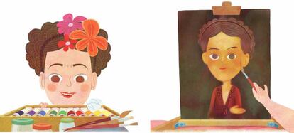 Páginas del libro sobre Frida Kahlo de la colección 'Mis pequeños héroes'.