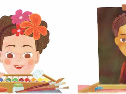 Páginas del libro sobre Frida Kahlo de la colección 'Mis pequeños héroes'.