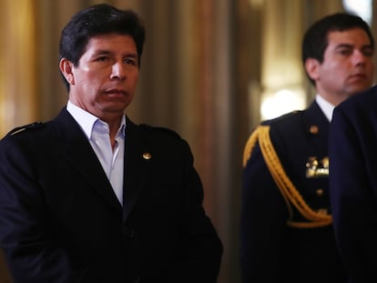 El presidente de Perú, Pedro Castillo, en el Palacio Presidencial, el mes pasado.