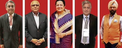 Tv Narendran (Tata Steel), Sunil Mehta (Banco de Punjab), Rajashree Birla (Aditya Birla), Nasser Munjee (DBC Banco) y Rana Gurmit Singh (ministro de Punjab).