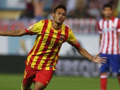 Neymar celebra su gol al Atlético