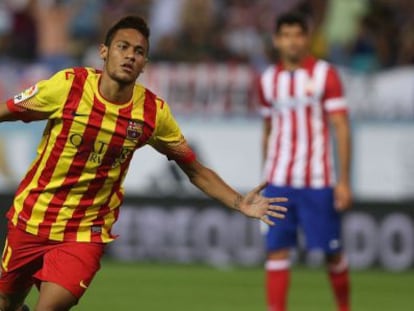 Neymar celebra su gol al Atlético