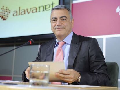 Javier de Andrés, durante la rueda de prensa del ecuador de su mandato.