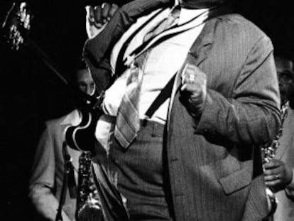 B. B. King en 1984 en el festival de jazz de San Sebastian.