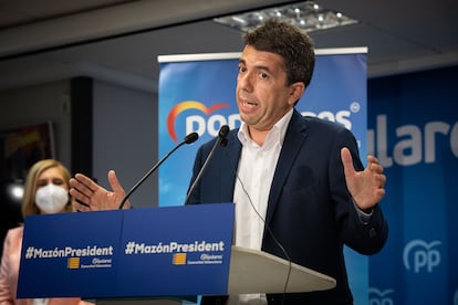 El presidente de la Diputación de Alicante y presidente provincial del PP, Carlos Mazón, el pasado viernes en Valencia.