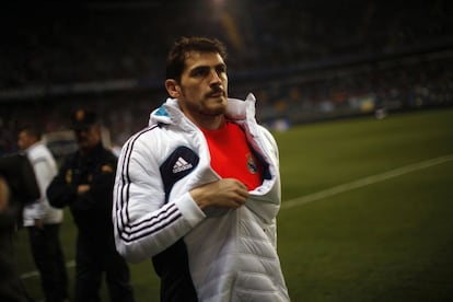 Casillas, antes del inicio del partido.