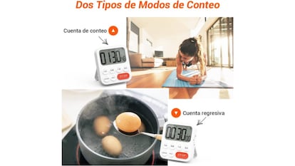 Temporizador de cocina digital de Amazon, viene con reloj