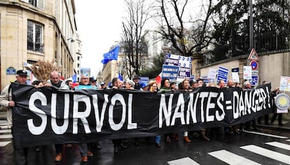 Manifestantes en apoyo del aeropuerto de Notre-Dame-des-Landes en diciembre de 2017. 