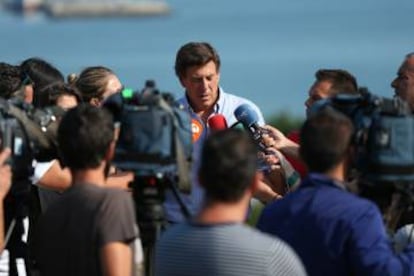 Juan Carlos Quer, padre de Diana Quer, durante una rueda de prensa en A Pobra de Caramiñal, en 2016.