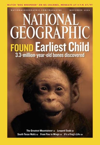 Portada del <b><i>National Geographic</b></i> con una reconstrucción del aspecto de la <b><i>Niña de Dikika.</b></i>