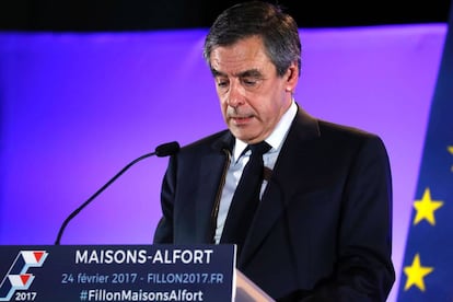 Fran&ccedil;ois Fillon, candidato de Los Republicanos, en un acto en Maisons-Alfort, cerca de Paris, este viernes.