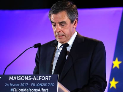 Fran&ccedil;ois Fillon, candidato de Los Republicanos, en un acto en Maisons-Alfort, cerca de Paris, este viernes.