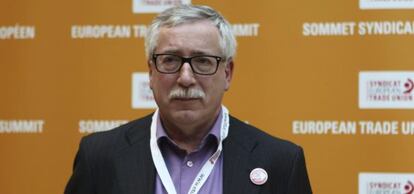 El secretario general de CCOO, Ignacio Fern&aacute;ndez Toxo, hoy en Bruselas 