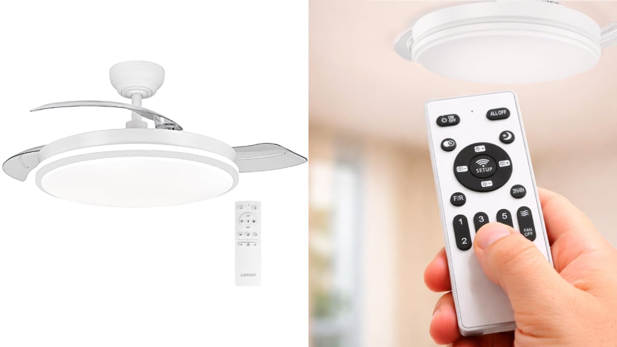 Ventilador de techo iluminado de seis velocidades.