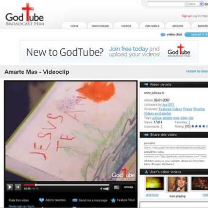 Página de GodTube con un vídeo de la cantante Julissa.