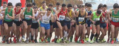 Salida de la prueba masculina de cross en Alcobendas.