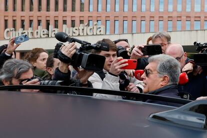 Joan Laporta, tras comparecer este lunes en la Ciudad de la Justicia de Barcelona.