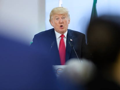 O presidente dos EUA, Donald Trump, na cúpula do G20 em Hamburgo (Alemanha).