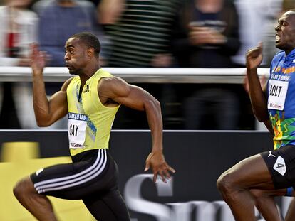 Tyson Gay supera con claridad a Usain Bolt en los 100 metros de la reunión de Estocolmo.
