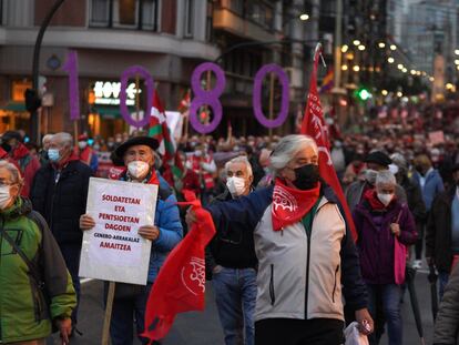 Marcha de pensionistas en Bilbao el 13 de noviembre.