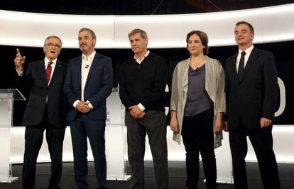 Cinco candidatos a l&#039;alcad&iacute;a de Barcelona en el debate de BTV.