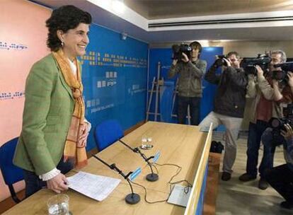 María San Gil, durante la rueda de prensa en la que ha contado que sufre un carcinoma en una mama.