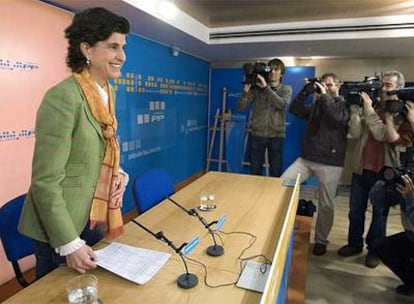 María San Gil, durante la rueda de prensa en la que ha contado que sufre un carcinoma en una mama.