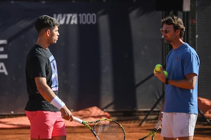Alcaraz y Ferrero, en un entrenamiento de esta semana.