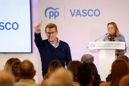 El presidente del PP, Alberto Núñez Feijóo, durante un acto del partido en el País Vasco, la pasada semana.