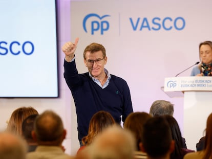 El presidente del PP, Alberto Núñez Feijóo, durante un acto del partido en el País Vasco, la pasada semana.