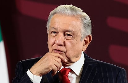 López Obrador durante una conferencia de prensa, el 13 de marzo.