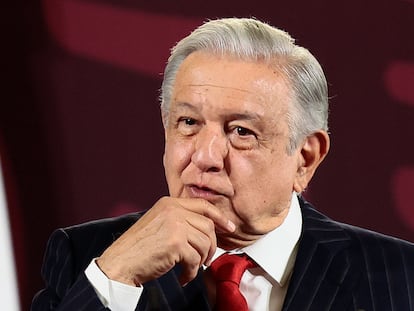 López Obrador durante una conferencia de prensa, el 13 de marzo.