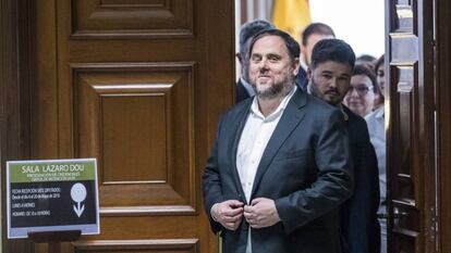 Oriol Junqueras tras recoger su acta en la Cámara Baja. 