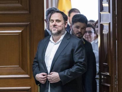 Oriol Junqueras després de recollir l'acta a la Cambra baixa.