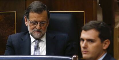 Rajoy y Rivera en el Congreso de los Diputados.