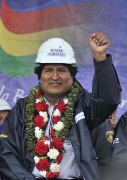 Evo Morales na inauguração de uma usina termoelétrica em Yacuiba, em 27 de setembro.