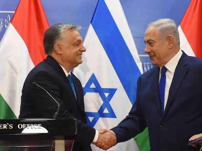 Viktor Orbán y Benjamín Netanyahu, este jueves en Jerusalén.