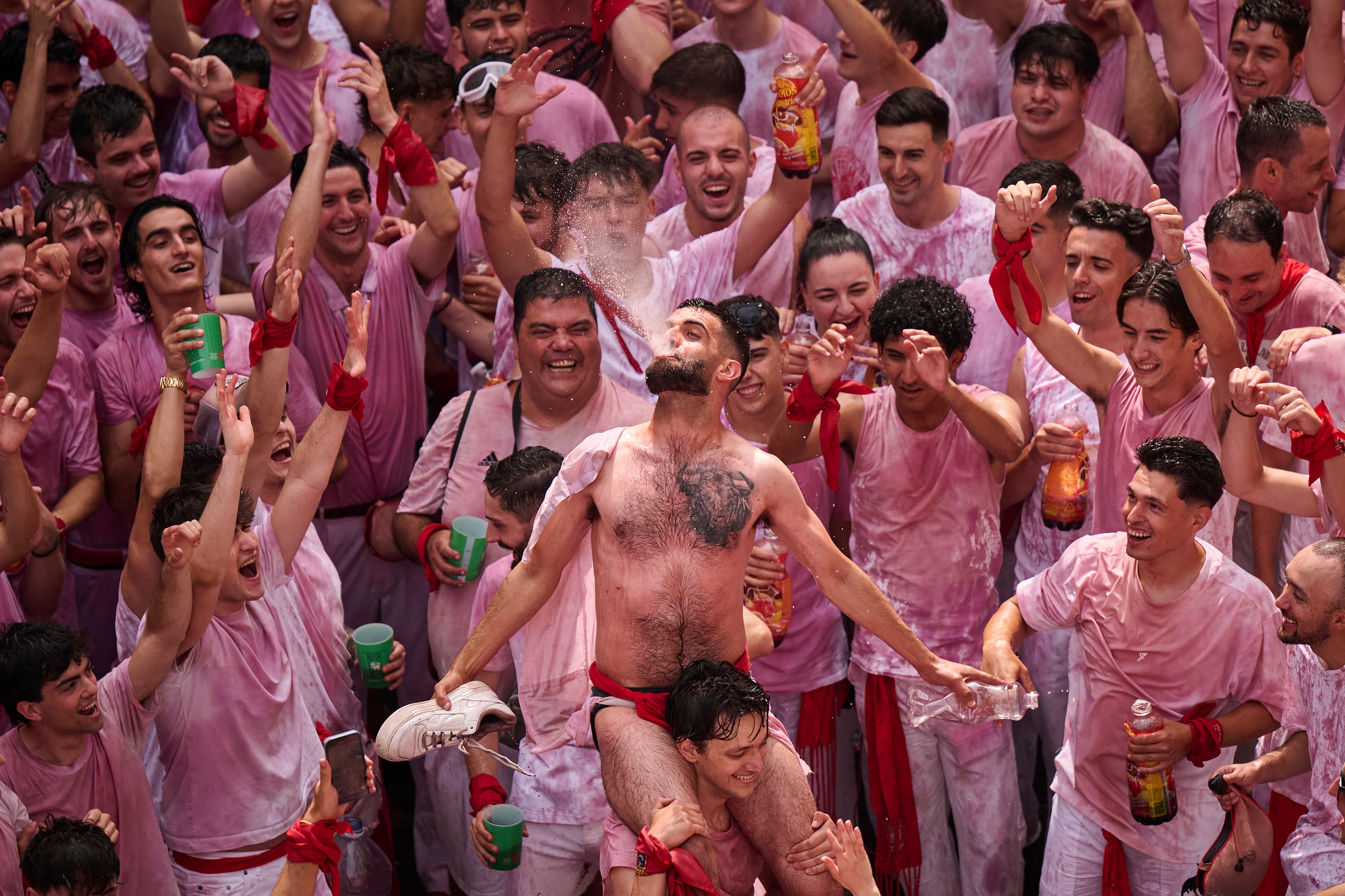 Celebración del chupinazo, este domingo en Pamplona. 