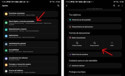 Modo concentración de Android.