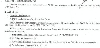 Trecho de Ordem de Operação Nr 001 na comunidade do Muquiço.