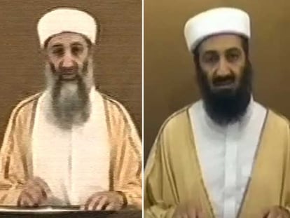 Dos vídeos de Bin Laden con tres años de diferencia (en 2004 y el pasado día 8), con un cambio notable: el color de su barba, que pasa de blanquecina a negra.