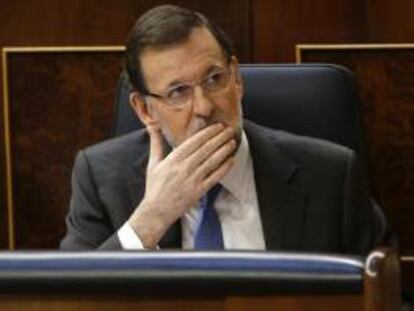 El presidente del gobierno, Mariano Rajoy, en el segundo día del Debate sobre el Estado de la Nación, en el Congreso de los Diputados, en Madrid.