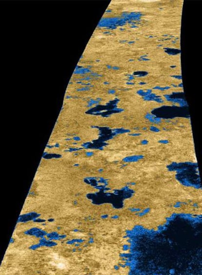 Lagos en la superficie de Titán, vistos por el radar de <i>Cassini.</i>