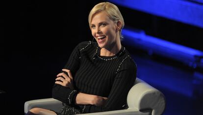 Charlize Theron en un programa de televisión italiano el pasado marzo.