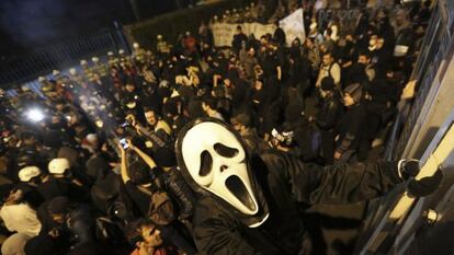 Membro do movimento Black Bloc, em um protesto em São Paulo.