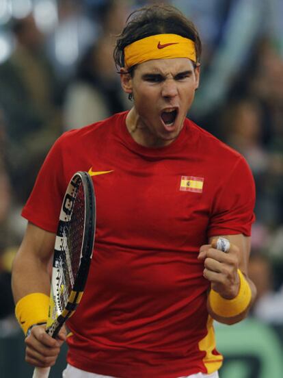 Nadal celebra su victoria.