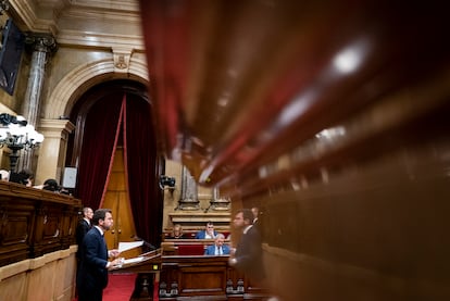 Pere Aragones, en la sesión plenaria en el Parlament de Catalunya.

Foto: Gianluca Battista