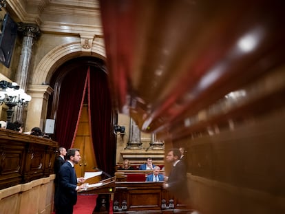 Pere Aragones, en la sesión plenaria en el Parlament de Catalunya.

Foto: Gianluca Battista